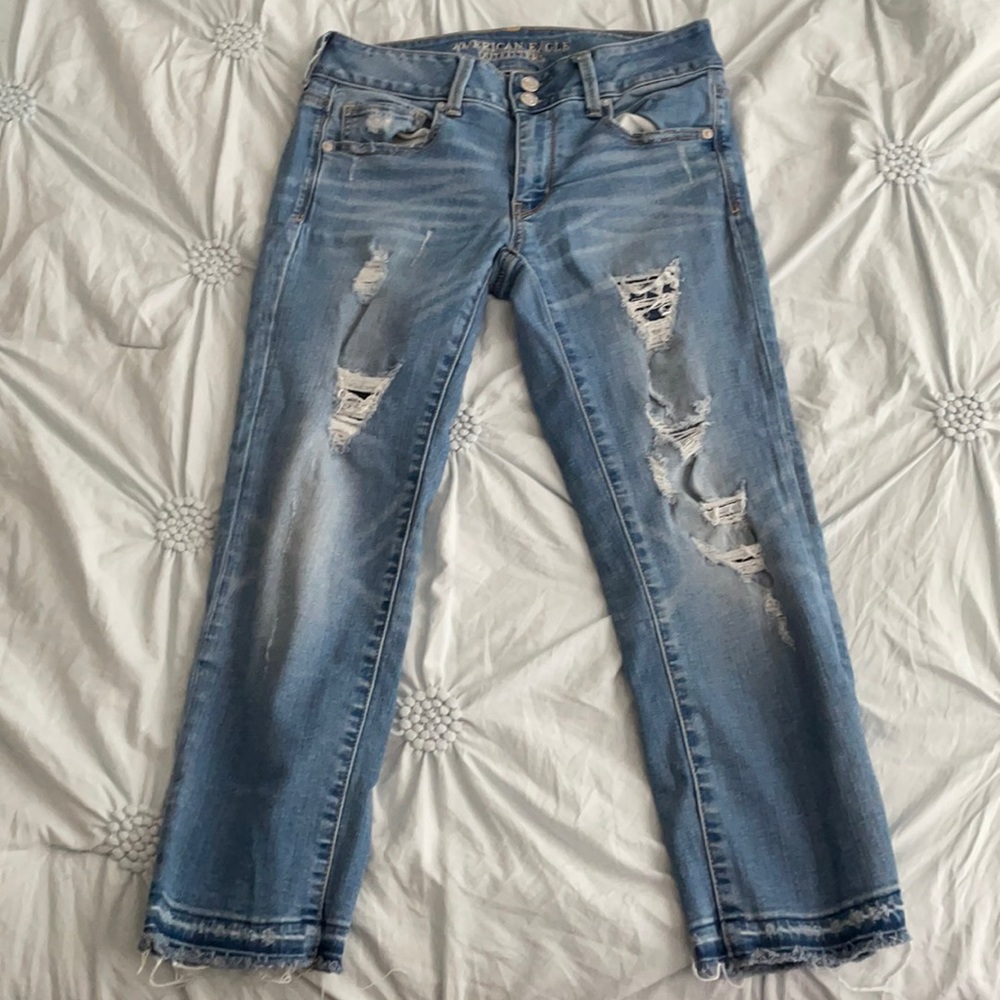 American Eagle Ripped Crop Jeans